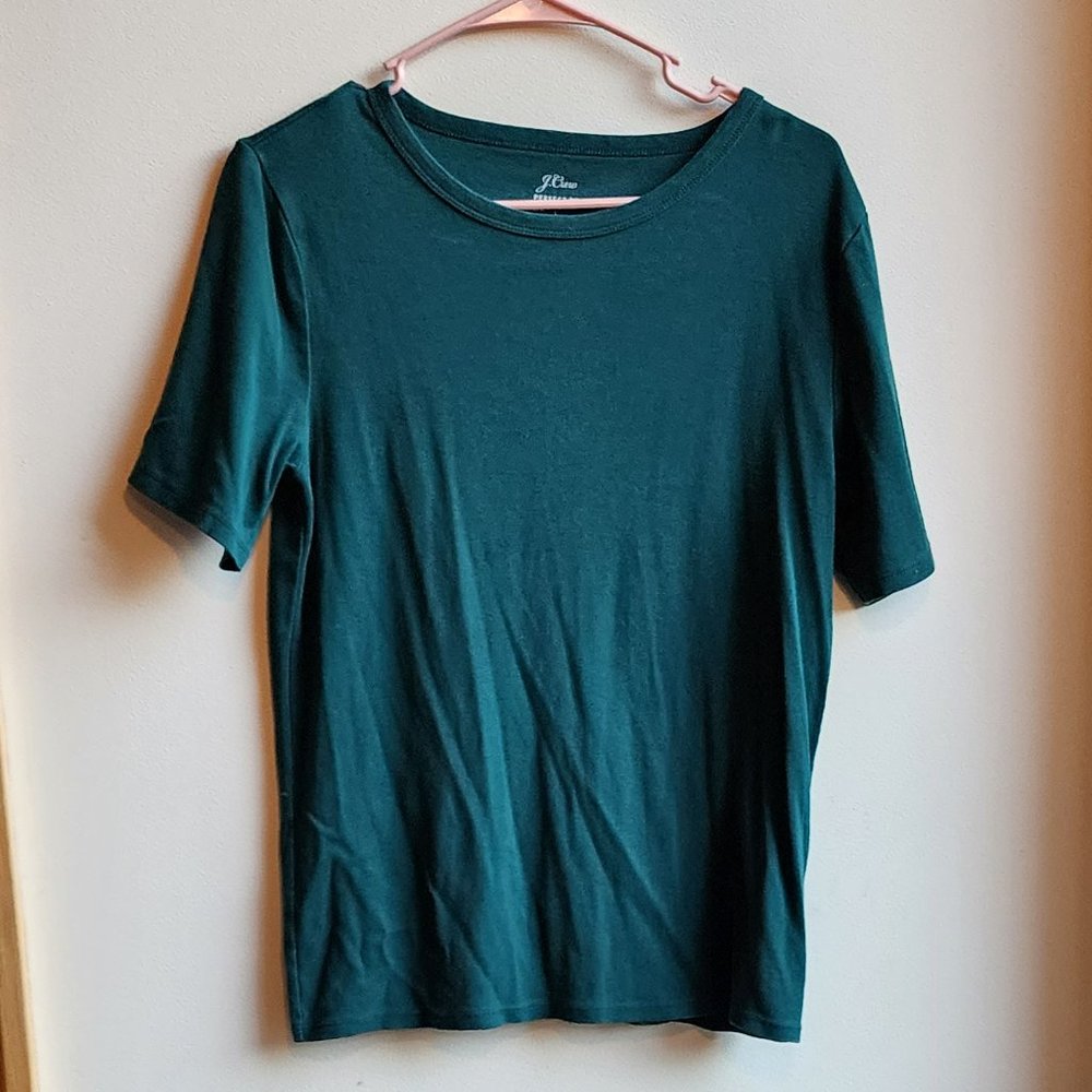 J. Crew Green Perfect Fit Scoop Neck T-Shirt Size Large